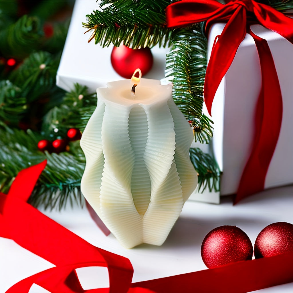 1pc Geometric Rotating Pillar Candle Silicone Mold - Perfect for DIY Handmade Candle Making and Home Decoration