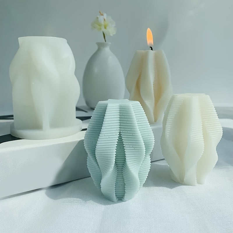 1pc Geometric Rotating Pillar Candle Silicone Mold - Perfect for DIY Handmade Candle Making and Home Decoration