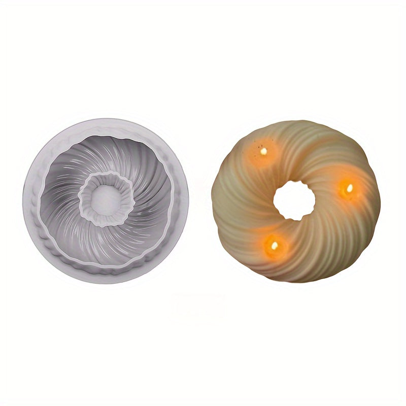 1pc 3D Annulus Shape Candle Resin Doughnut Shape Silicone Mold, Irregular Epoxy Scented Aromatherapy Silicone Mold For DIY Candle Wax Making Home Decor Art Clay Crafts