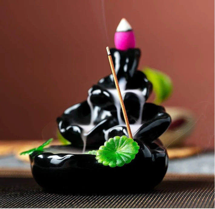 Zen Yoga Spa Home Decor Incense Waterfall Burner Ceramic Backflow Incense Holder for Women Aromatherapy Diffuser Gift Incense