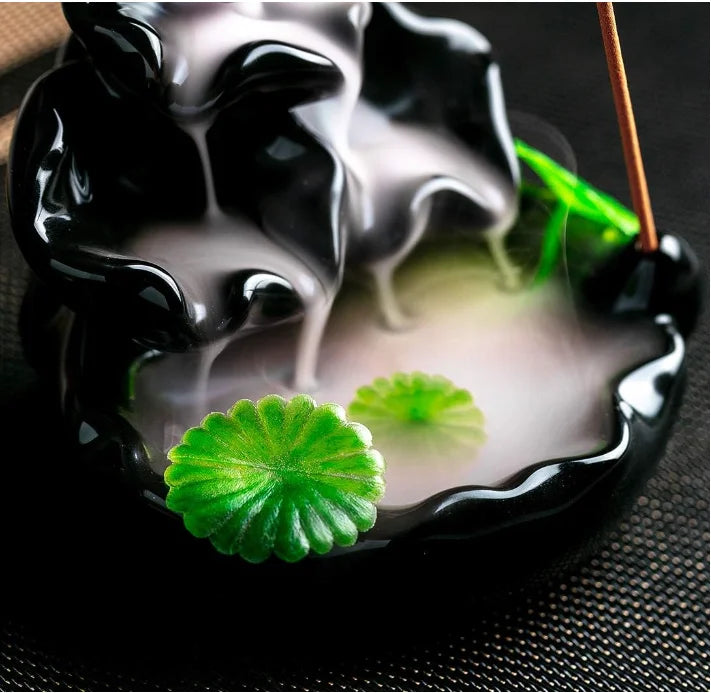 Zen Yoga Spa Home Decor Incense Waterfall Burner Ceramic Backflow Incense Holder for Women Aromatherapy Diffuser Gift Incense