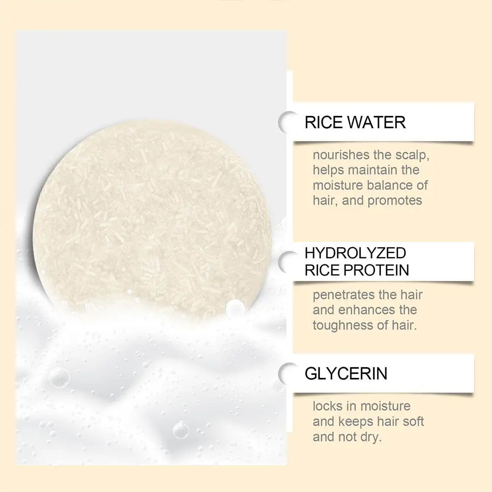 Rice Water Shampoo Bar For Hair Growth, Moisture & Shine Anti Hair Soap Bar, Root White Coverage Hair Darkening Shampoo Bar 60g