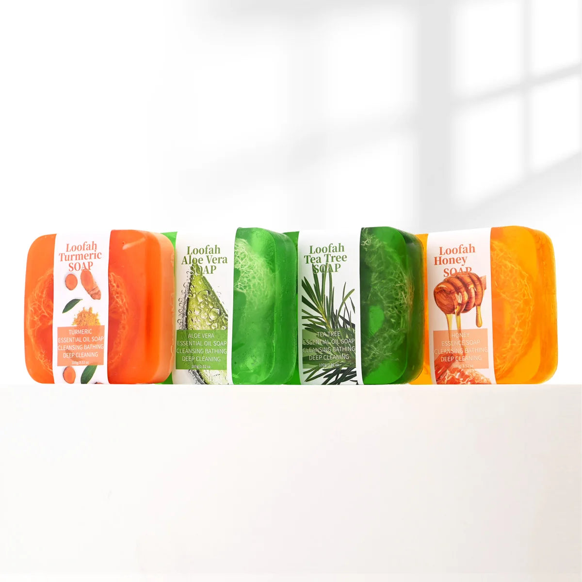 S+100g natural organic aloe vera luffa soap lemon whitening facial shower gel oil control moisturizing skincare luffa soap