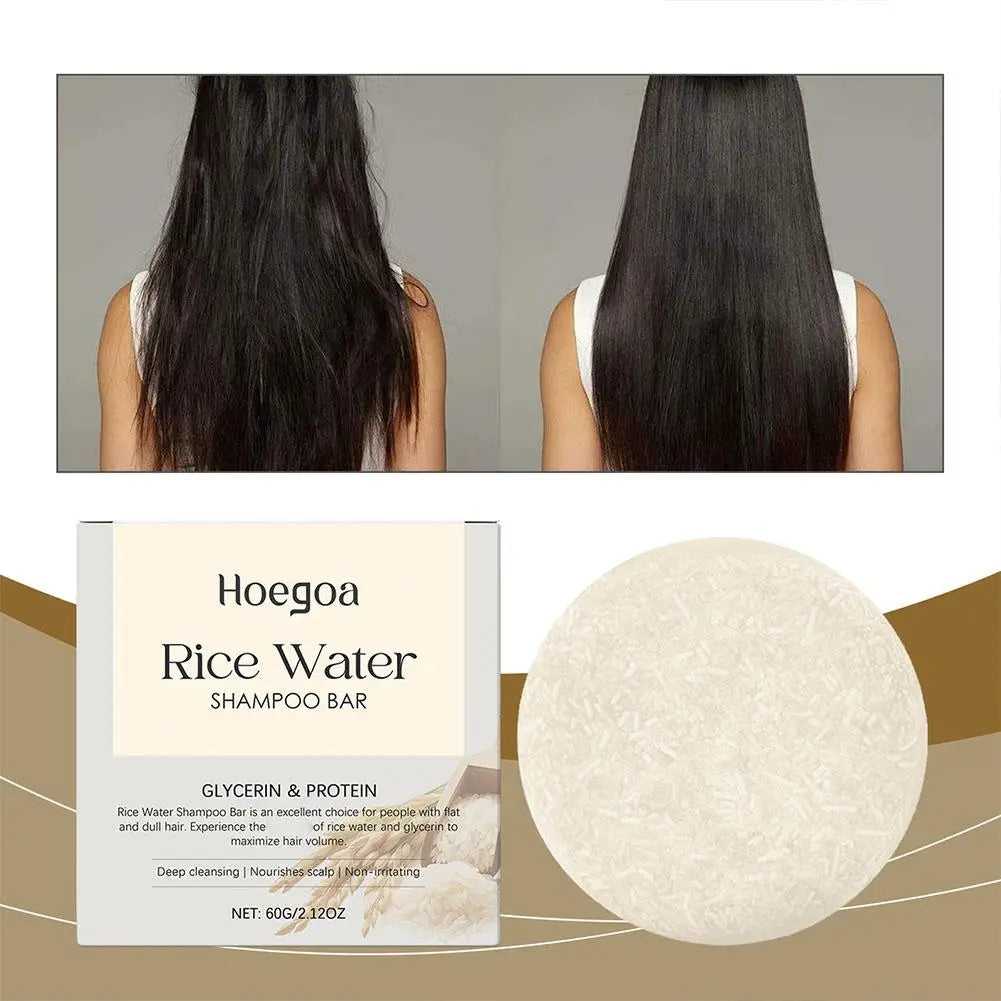 Rice Water Shampoo Bar For Hair Growth, Moisture & Shine Anti Hair Soap Bar, Root White Coverage Hair Darkening Shampoo Bar 60g