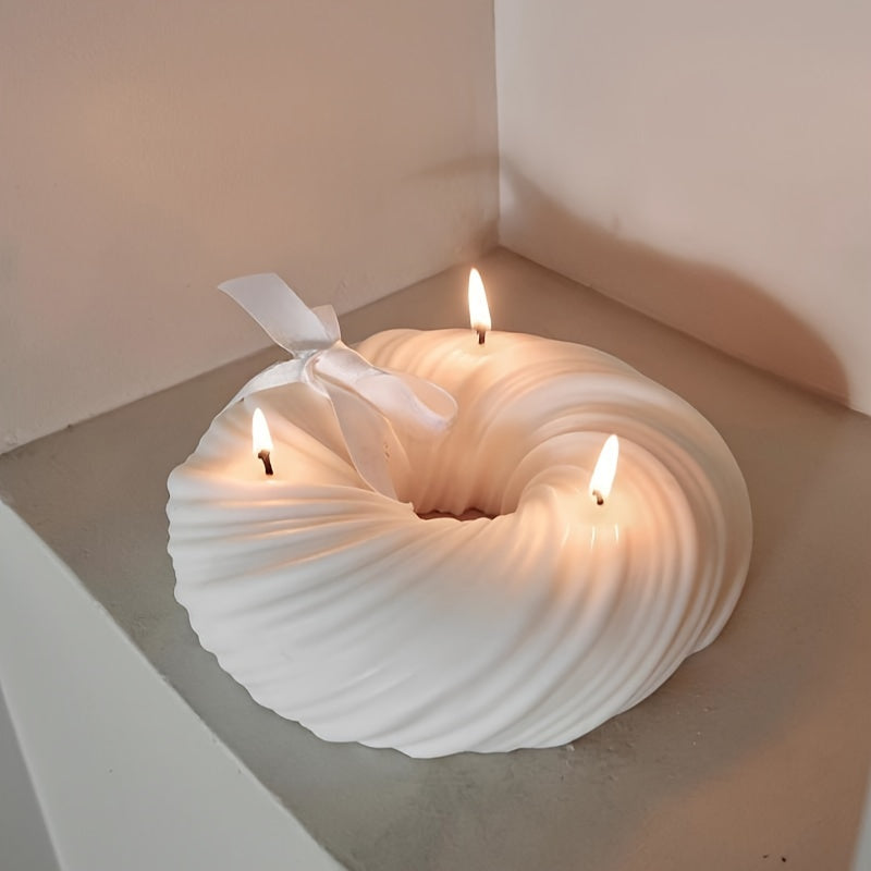 1pc 3D Annulus Shape Candle Resin Doughnut Shape Silicone Mold, Irregular Epoxy Scented Aromatherapy Silicone Mold For DIY Candle Wax Making Home Decor Art Clay Crafts