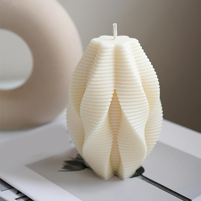 1pc Geometric Rotating Pillar Candle Silicone Mold - Perfect for DIY Handmade Candle Making and Home Decoration