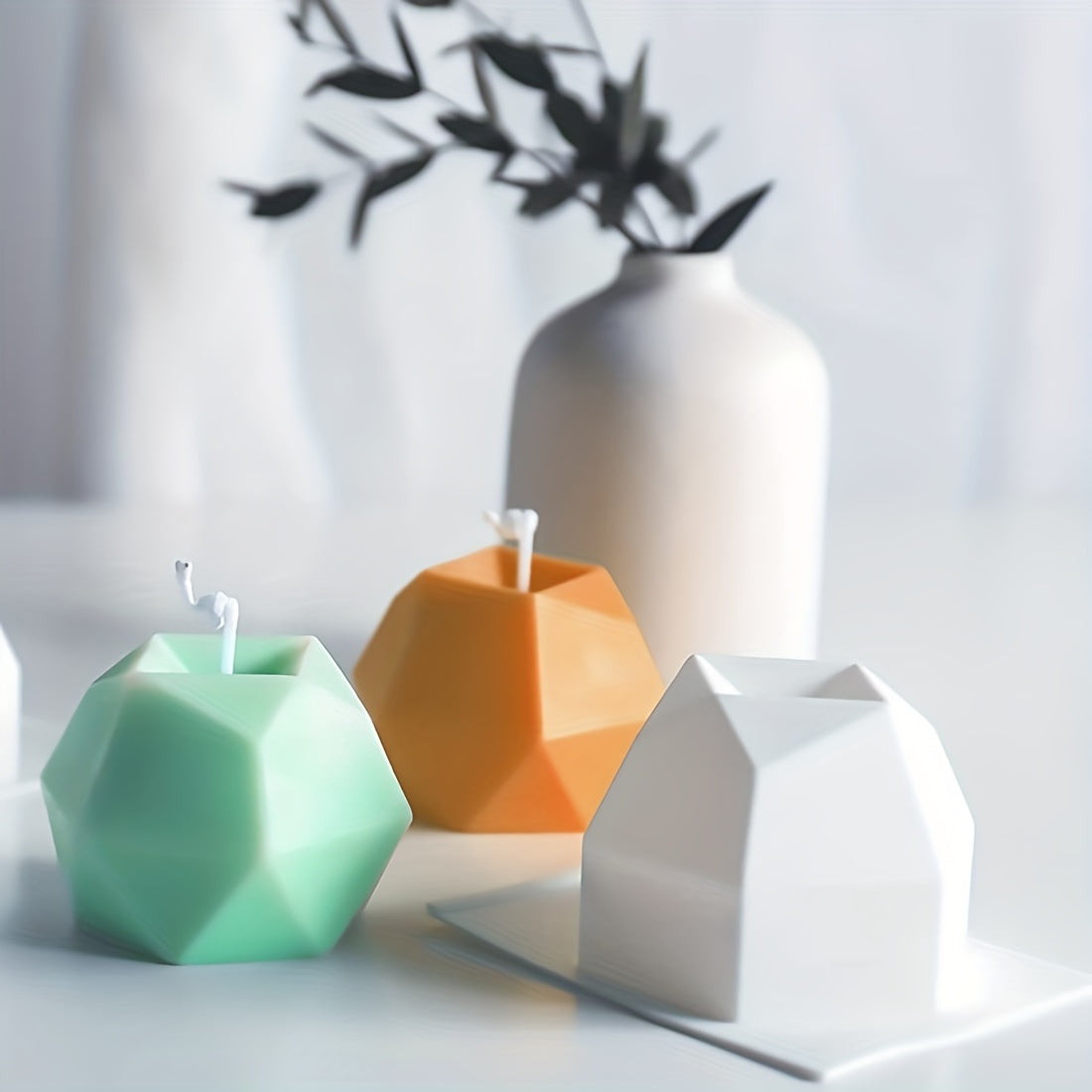 Silicone Candle Mold Set - 1pc/4pcs Octahedron & Cube Shapes for DIY Candles, Epoxy Resin Crafts,Clay Decorations, Wax Making, Decorative Rings